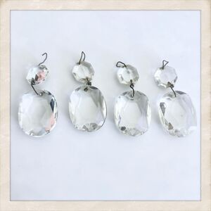 4 Sets Antique Oval Prism Faceted Crystal Set, Replacements Prism for Chandelier